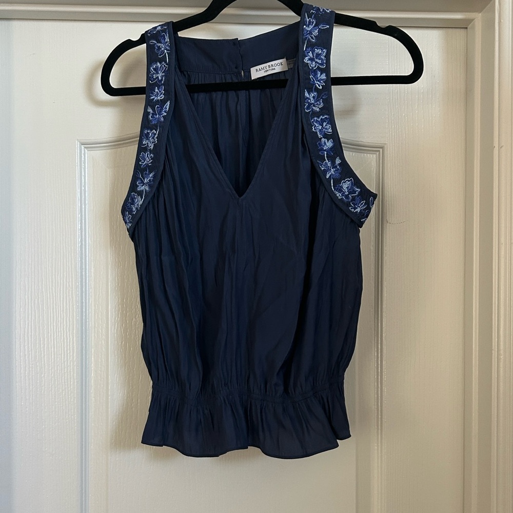 Ramy Brook Midnight Blue Floral Tank Top